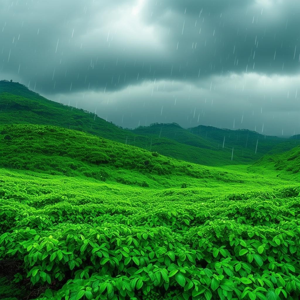 أرض ممطرة خضراء